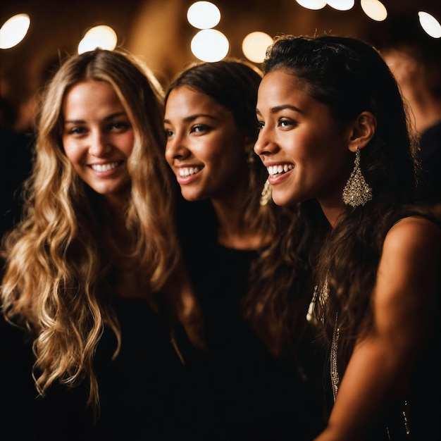 Foto grupo de jovens adolescentes felizes na festa noturna ia generativa