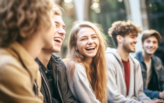 Grupo de jovens da moda socializando ao ar livre