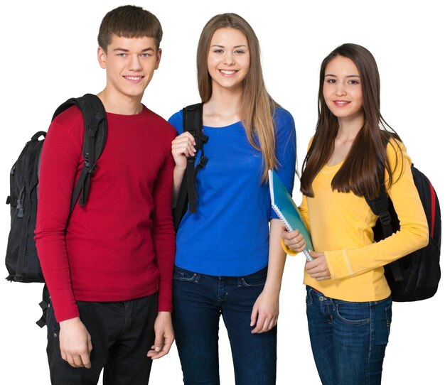 Foto grupo de jovens estudantes juntos