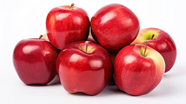 Foto grupo de maçãs vermelhas isoladas sobre fundo branco