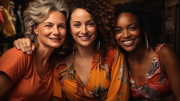 Foto grupo de mulheres multiétnicas no estúdio