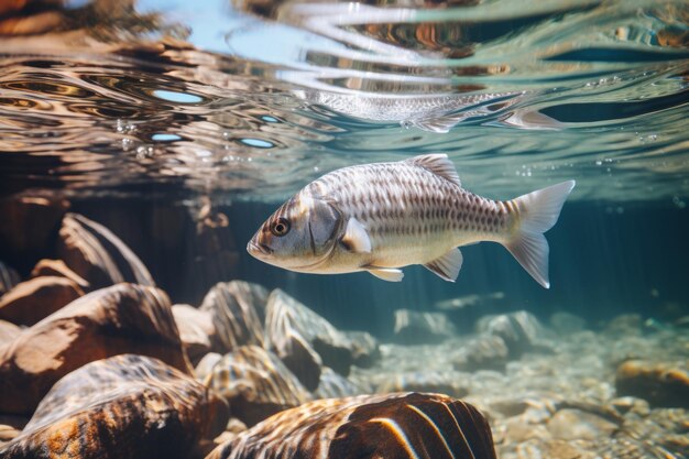 Foto grupo de peixes subaquáticos exóticos e cheirosos aquário oceânico belo recife de corais tropicais aquário animal