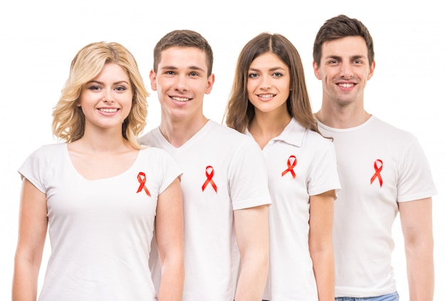 Grupo de pessoas positivas que apoiam a prevenção do HIV / SIDA.