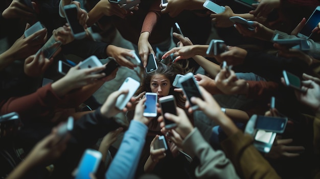 Grupo de pessoas segurando uma célula