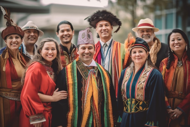 Foto grupo de profissionais em roupas tradicionais