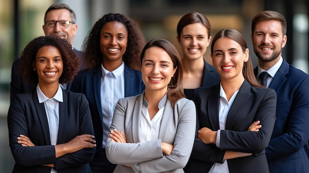 Grupo de retrato orgulhoso e pessoas de negócios em liderança de diversidade de carreira e trabalho em equipe da empresa Funcionários profissionais executivos corporativos felizes ou solidariedade e gerenciamento de trabalho em equipe de escritório de advocacia