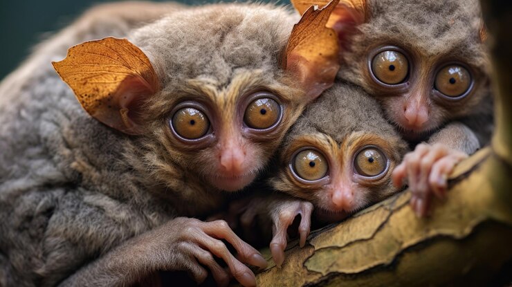 Foto grupo de társios filipinos carlito syrichta
