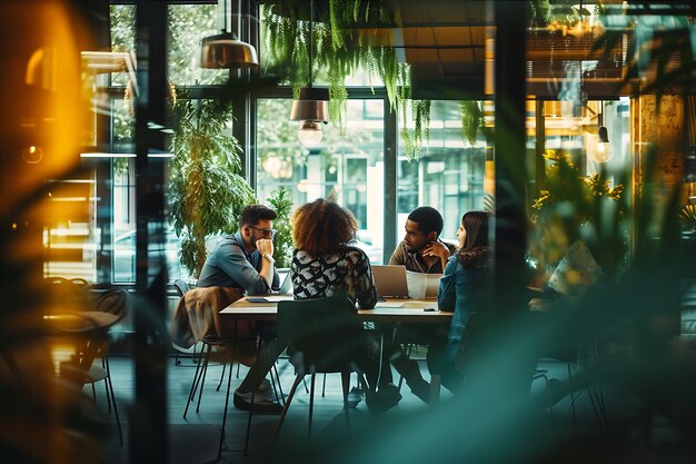 Grupo de Trabalhadores de Estilo de Escritório Discutindo