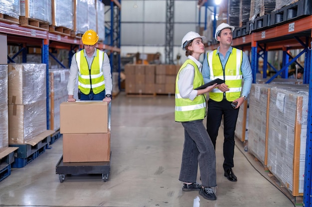 Grupo de trabalhadores trabalhando no armazém