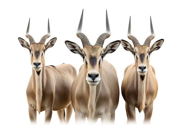 Grupo de um eland em fundo branco Animais selvagens