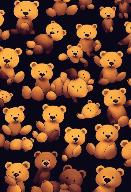 Foto grupo de urso fofo para papel de parede e desenhos gráficos ilustração 2d