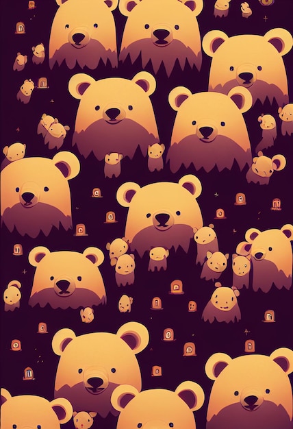 Grupo de urso fofo para papel de parede e desenhos gráficos ilustração 2D