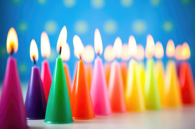 Foto grupo de velas de aniversário coloridas em suportes