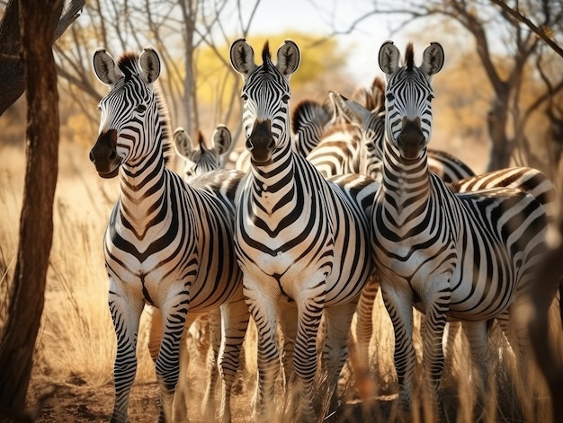 Grupo de Zebra em IA geradora de habitat natural