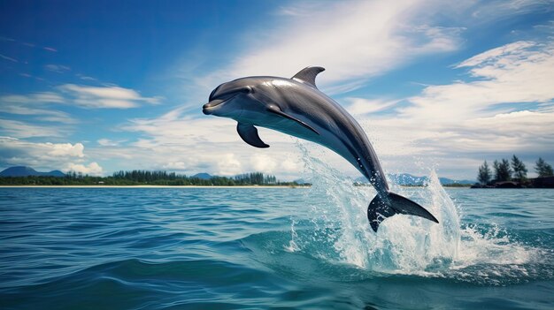 Foto un grupo de delfines juguetones en el océano