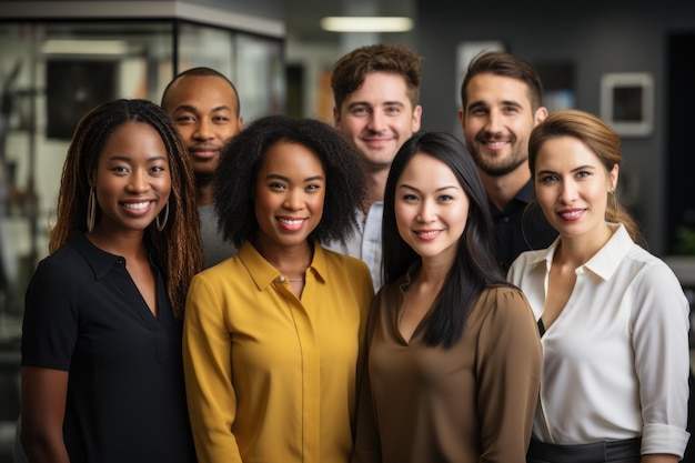 Foto grupo de diferentes etnias día internacional antecedentes de la oficina ia generativa