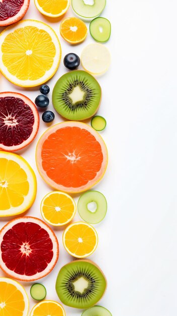 un grupo de diferentes frutas está sobre una mesa.