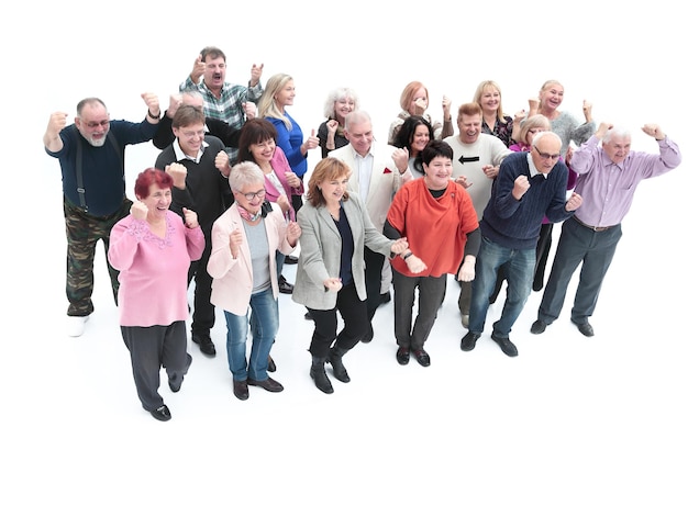 Foto grupo de diversas personas en edad de jubilación de pie juntos