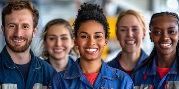 Grupo diversificado de engenheiros aeronáuticos conceito engenharia aeronáutica diversidade em stem indústria aeroespacial equipe de engenheiros inovação na aviação