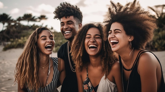 Grupo diversificado sorrindo e rindo juntos (gerado por ia)