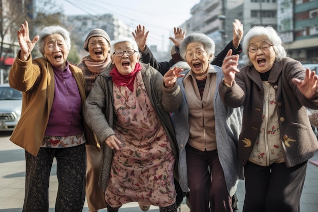 Un grupo diverso de ancianos se involucra en actividades extremas con espíritu eterno