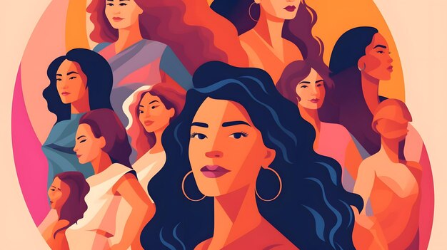 grupo diverso y empoderado de mujeres multiétnicas Ilustración