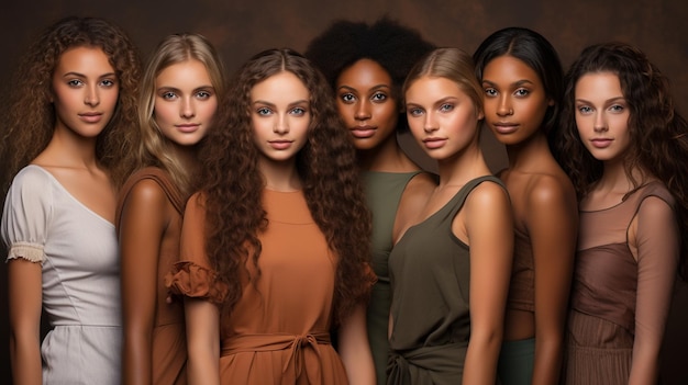 Un grupo diverso de hermosas adolescentes de diferentes razas