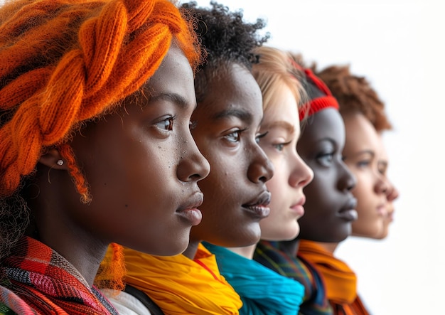 Grupo diverso de mujeres con diferentes colores de cabello Concepto de diversidad