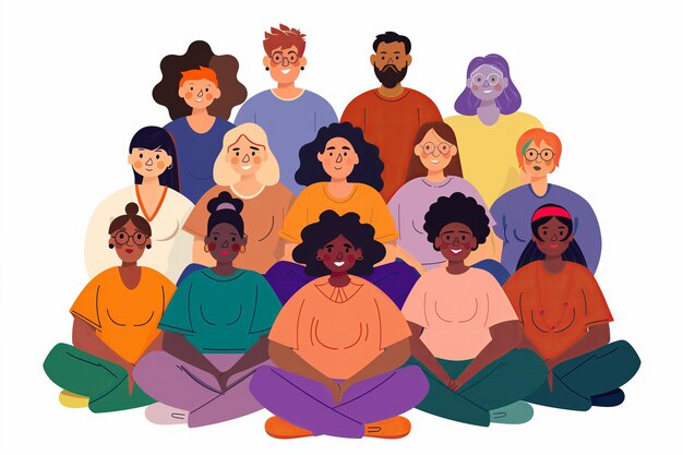 Un grupo diverso de personas ilustradas sonriendo