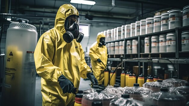 Foto grupo de empleados en trajes protectores están trabajando imagen de ilustración hermosa ia generativa