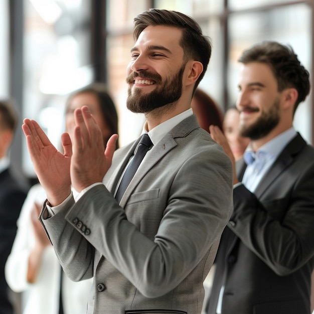 Foto grupo de empresarios profesionales apreciado empleados trabajadores equipo de negocios profesionales