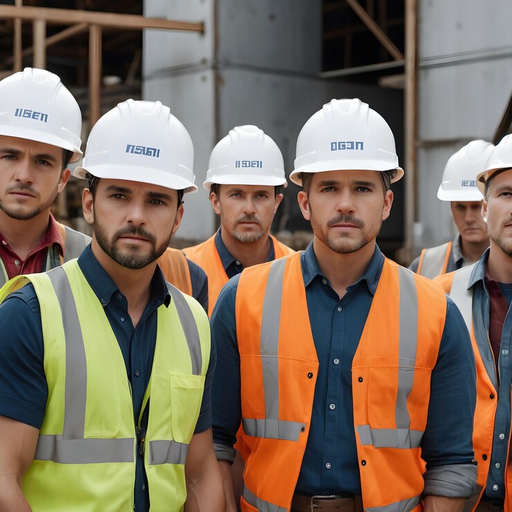 Grupo de equipo de trabajadores Trabajo con equipo de ingenieros retrato confiado Ingeniera femenina y equipo