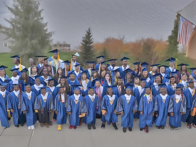 Grupo de estudiantes celebrando su graduación.