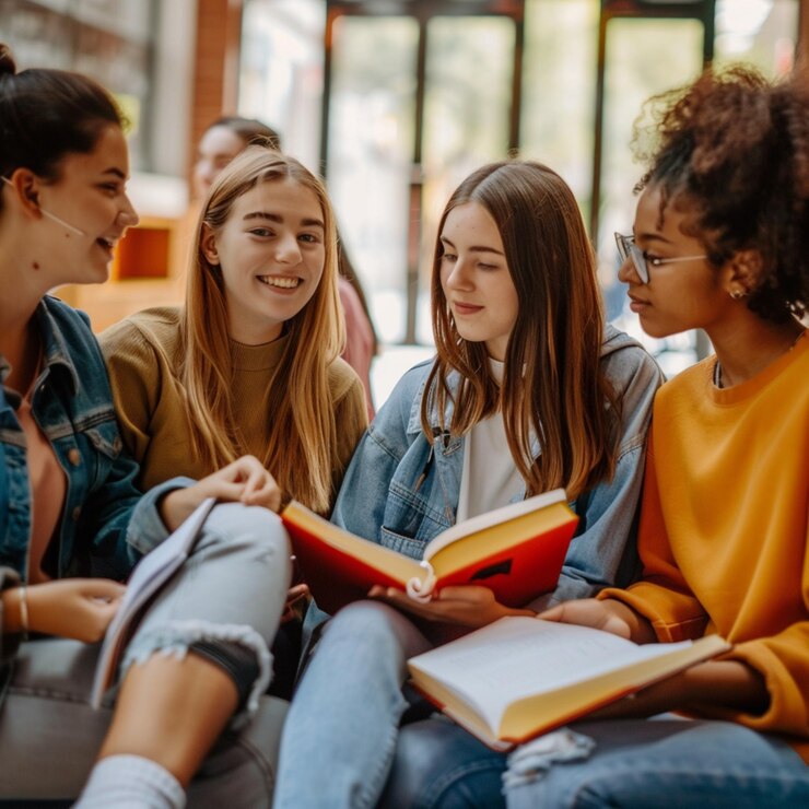 Un grupo de estudiantes están sonriendo.