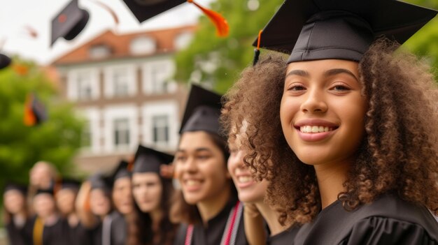 Un grupo de estudiantes felices celebrando su graduación