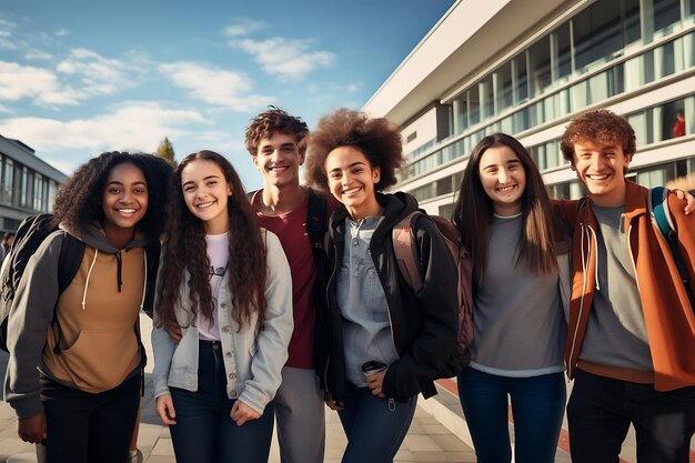 grupo de estudiantes fotografía de regreso a la escuela