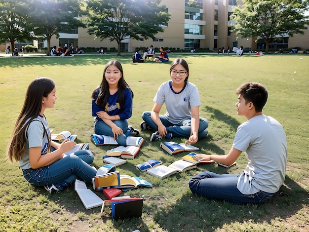 Un grupo de estudiantes generados por la IA