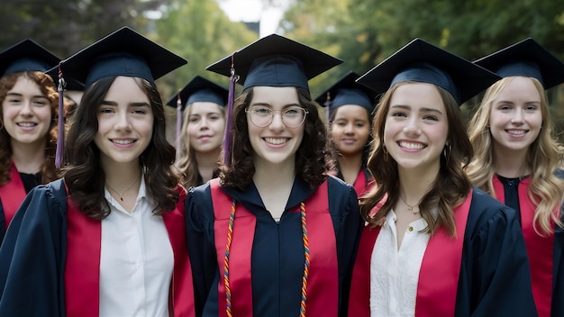 Grupo de estudiantes graduados diversos