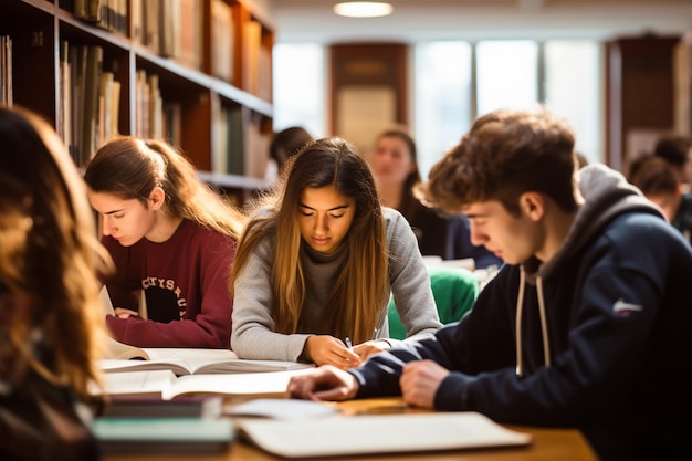 Un grupo de estudiantes ocupado estudiando