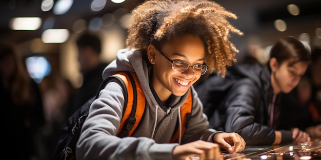 Un grupo de estudiantes participando en el papel tapiz