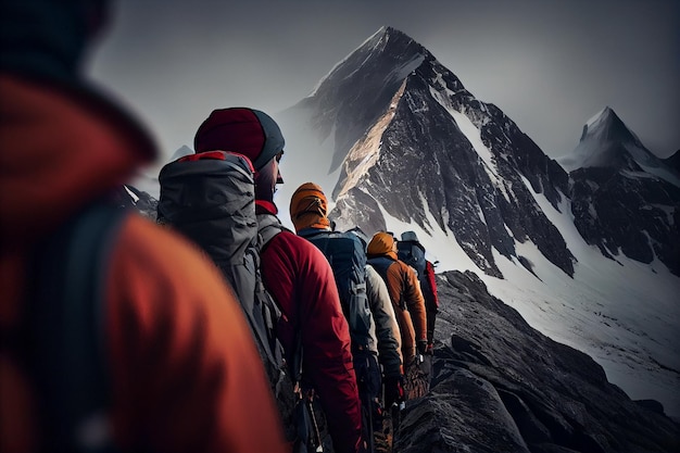 Grupo de excursionistas en el trek generativo ai.