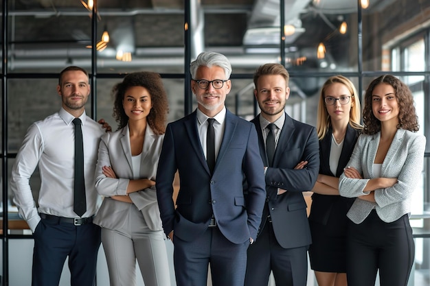 Grupo exitoso de empresarios en la oficina.