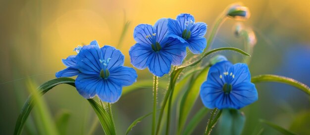 Foto grupo de flores azules en el campo verde