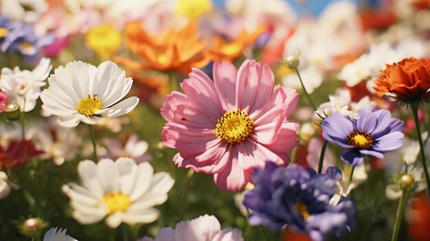 un grupo de flores coloridas