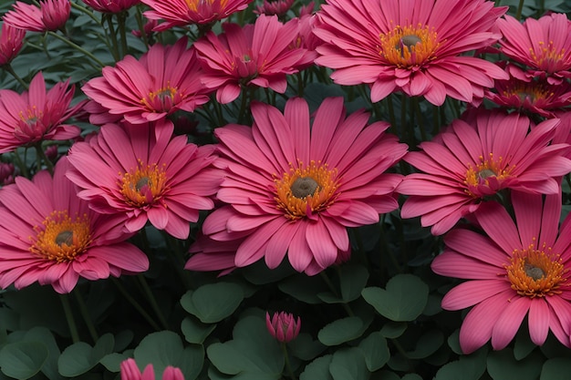 Un grupo de flores de margarita de gerbera rosa