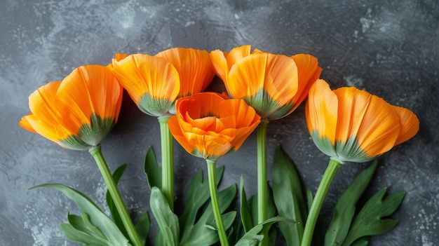 Grupo de flores de naranja en la mesa