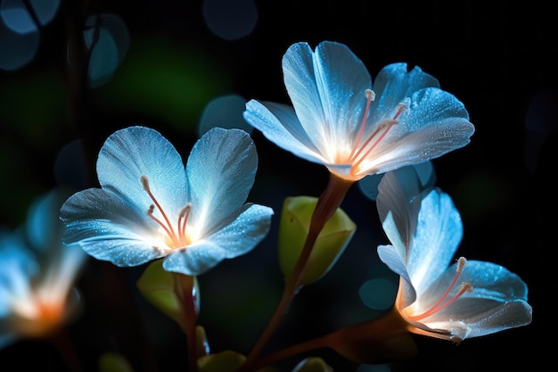 un grupo de flores con pétalos brillantes