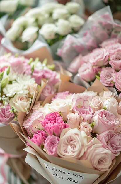 Foto un grupo de flores en un ramo