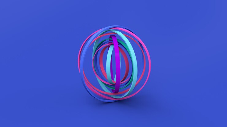 Foto grupo de formas de círculo azul púrpura rosa verde ilustración abstracta 3d render