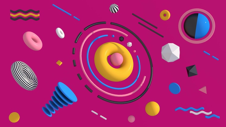 Foto grupo de formas de colores brillantes ilustración abstracta 3d render